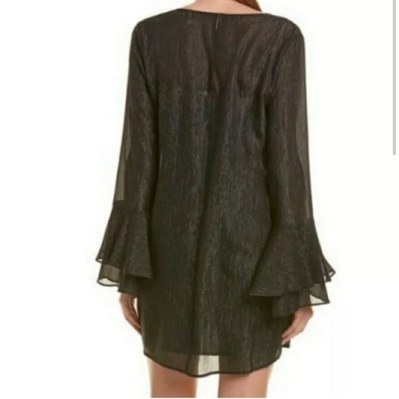 BCBGeneration Metallic Shift Dress with Long Bell Sleeves & Keyhole Back Size XS - Picture 2 of 10